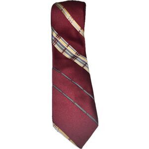 Cappuccino Men's Necktie Red Tie‎ Stripes White Yellow Accents Vintage